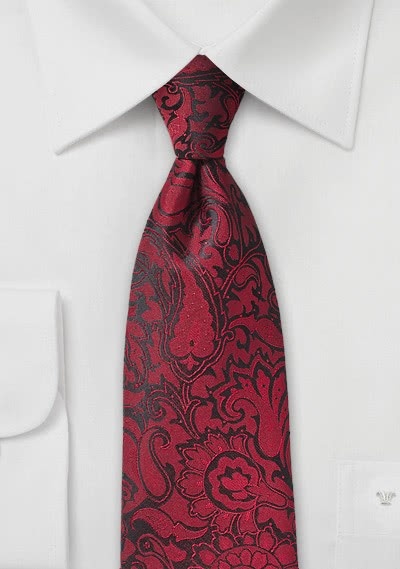 Corbata caballero llamativa diseño paisley rojo | Corbatas.es