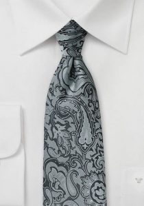 Corbata llamativa diseño paisley gris