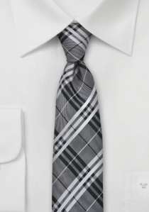 Corbata estrecha motivo cuadros gris
