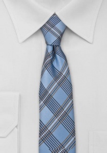 Corbata de forma estrecha diseño a cuadros azul