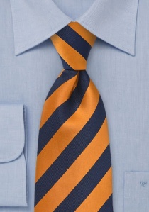 Corbata niños rayas anchas naranja azul oscuro