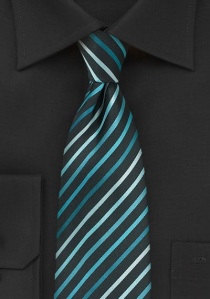 Corbata niño rayas modernas negro noche turquesa