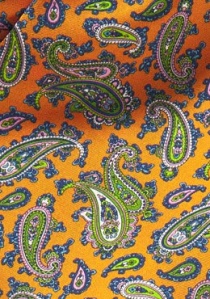 Corbata pañuelo motivo paisley naranja