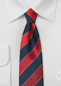 Corbata rayas azul oscuro rojo