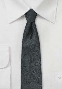 Krawatte schmal geformt Paisley tiefschwarz