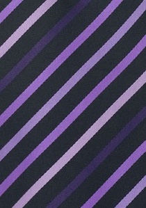 Clip-Herrenkrawatte Streifendesign schwarz lila