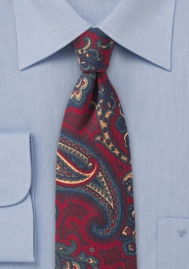 Corbata de negocios de lana roja media con