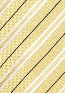 Corbata de algodón motivo rayas amarillo pálido