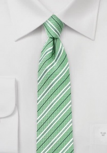 Corbata de algodón diseño rayas verde pálido