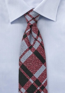 Corbata de lana diseño de cuadros rojo