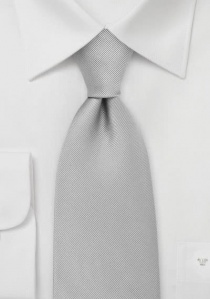 Corbata lujo gris plateado acanalado fino