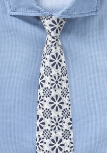 Moderna corbata de algodón blanco/azul noche