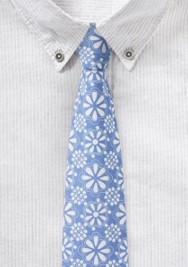 Corbata de hombre de algodón azul paloma con