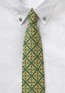 Corbata verde esmeralda con decoración de azulejos