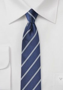 Krawatte schmal geformt Streifen dunkelblau weiß