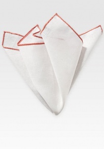 Pañuelo de adorno lino blanco natural borde