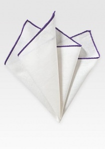 Pañuelo de bolsillo natural lino blanco borde