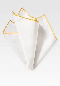 Pañuelo de adorno blanco natural lino borde