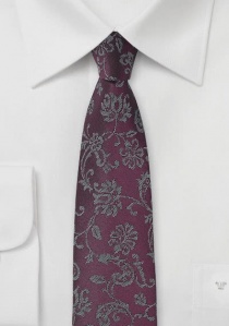 Corbata de negocios motivo floral burdeos