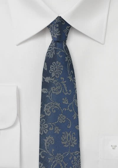 Blumenmotiv-Krawatte marineblau