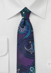 Corbata de caballero motivo paisley púrpura