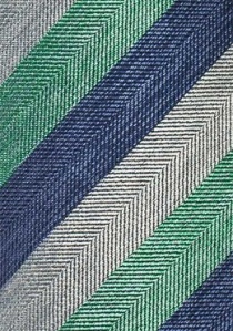 Corbata líneas azul marino verde botella plateado