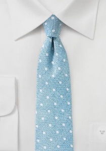 Corbata con estampado de puntos de lino azul