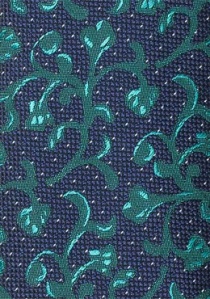 Corbata motivo vegetal turquesa oscuro azul noche