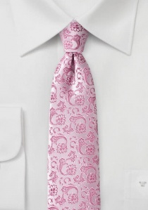 Corbata motivo vegetal rosa pálido fucsia
