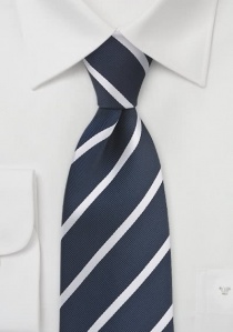 Corbata extra larga diseño a rayas azul navy