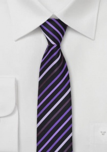 Corbata rayas estrechas tinta negro morado