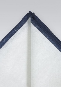 Pañuelo de bolsillo natural lino blanco borde azul