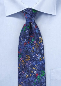Corbata de caballero motivo flores azul real