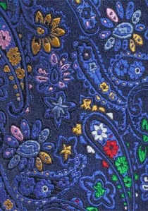 Pañuelo de bolsillo seda motivo paisley azul real