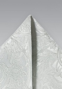 Pañuelo de bolsillo seda motivo paisley blanco