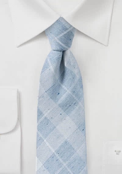 Corbata de tartán azul paloma con algodón
