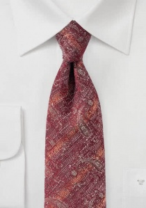 Corbata para hombre con estampado paisley rojo