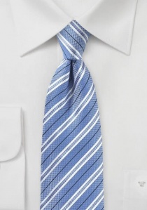 Corbata de algodón a rayas azul claro