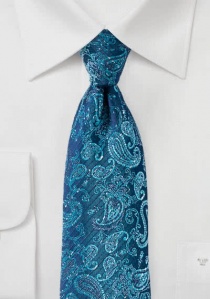 Corbata paisley motivo azul marino cian