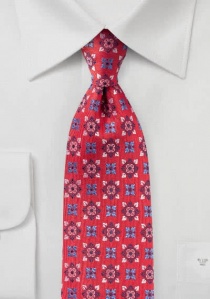 Corbata para hombre adornos florales rojo