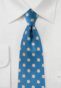 Corbata Estilo Retro Flores Azul Claro