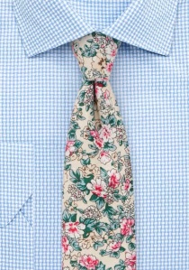 Corbata de negocios patrón floral de algodón crudo