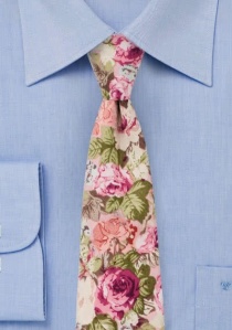 Corbata motivo rosas color rosado