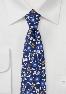 Corbata de negocios motivo vegetal azul noche