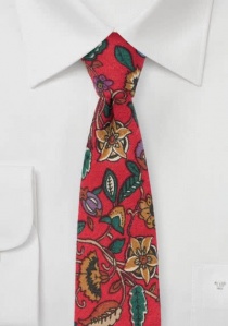 Corbata con diseño floral rojo medio