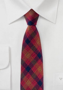 Corbata de lana de negocios azul oscuro medio rojo